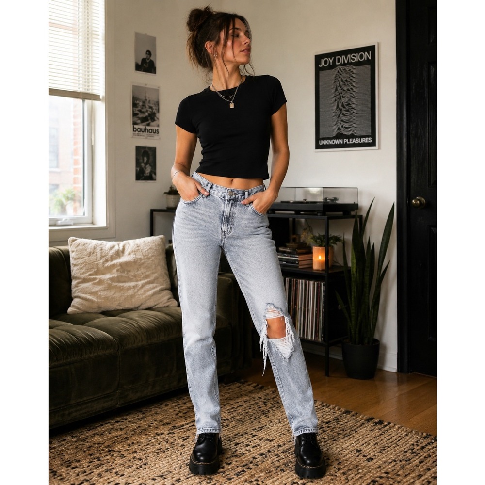 Abercrombie & Fitch Curve Love Skinny High Rise Distressed Jeans 30/10 Long